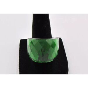 Chunky Green Stainless Steel Resin Ring Size 8